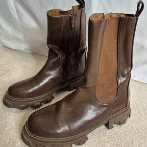 EGO Chocolate Brown Chunky Ankle Boots